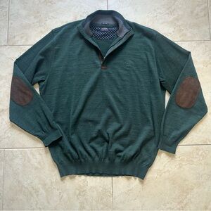PAUL & SHARK YACHTING Green Virgin Wool 1/4 Zip Sweater Elbow Pads